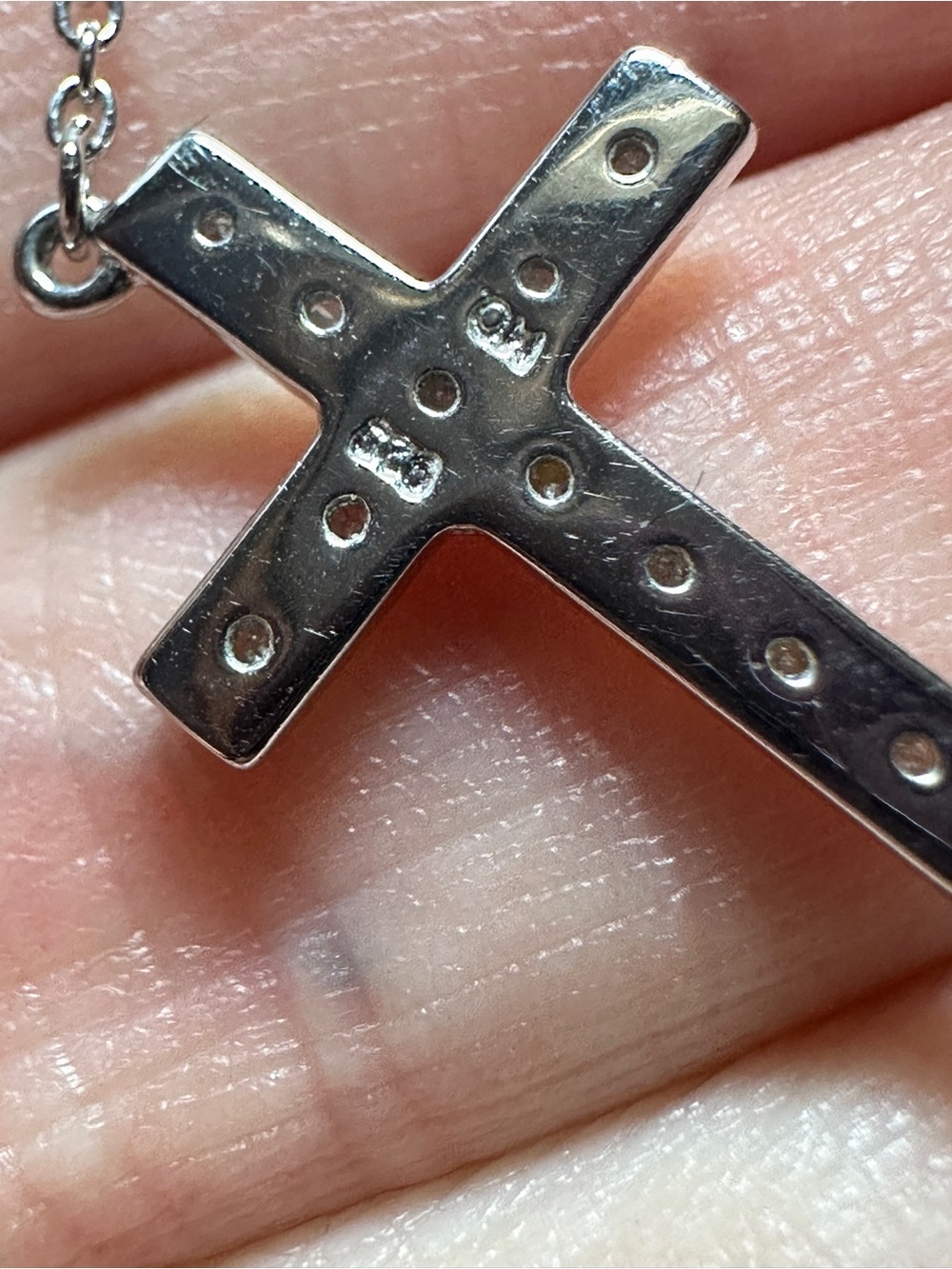Silver .925 Crystal Cross Pendant Necklace Dainty & Delicate - Picture 5 of 6